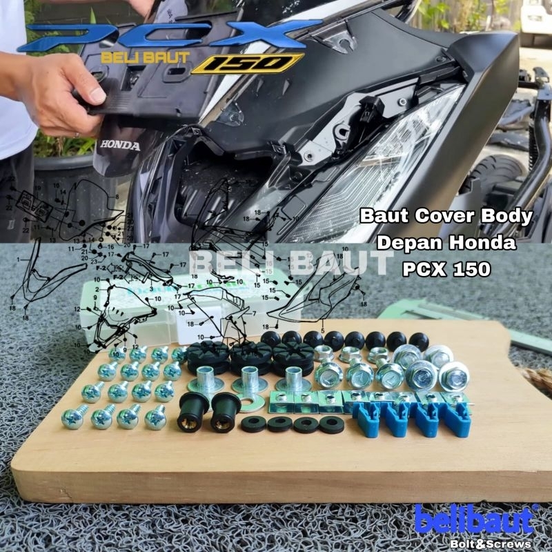 Baut Full Set Body Tameng Depan Honda PCX 150 2015-2020