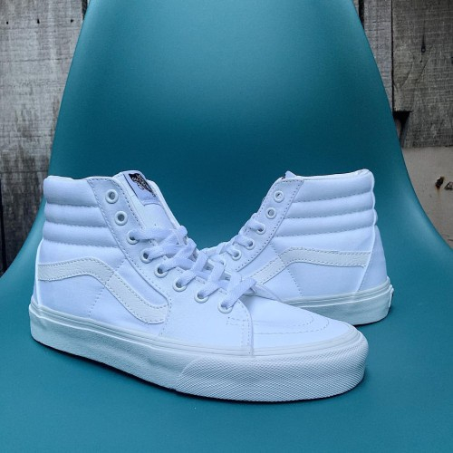 SNEAKERS PREMIUM SK8 HIGH FULL WHITE TINGGI SEPATU UNISEX MURAH [ BISA COD ]