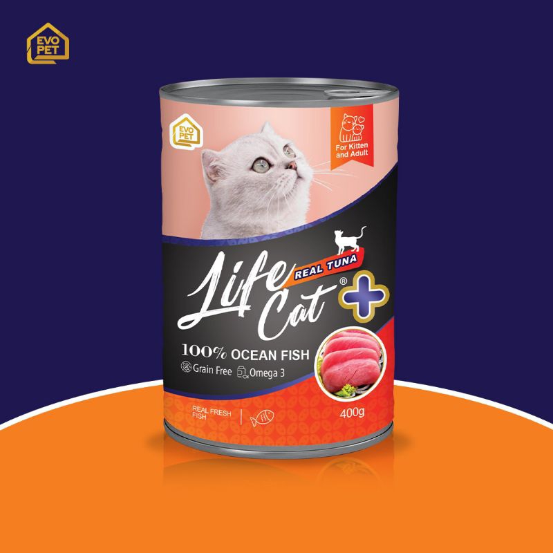 (paket 6 can) Life Cat Kaleng Plus Real Tuna 400gr - makanan kaleng basah