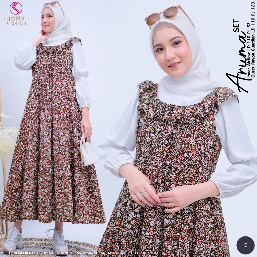 DRESS MUSLIM ARUMA SET WANITA OUTER PESTA ORI BY SHOFIYA FASHION