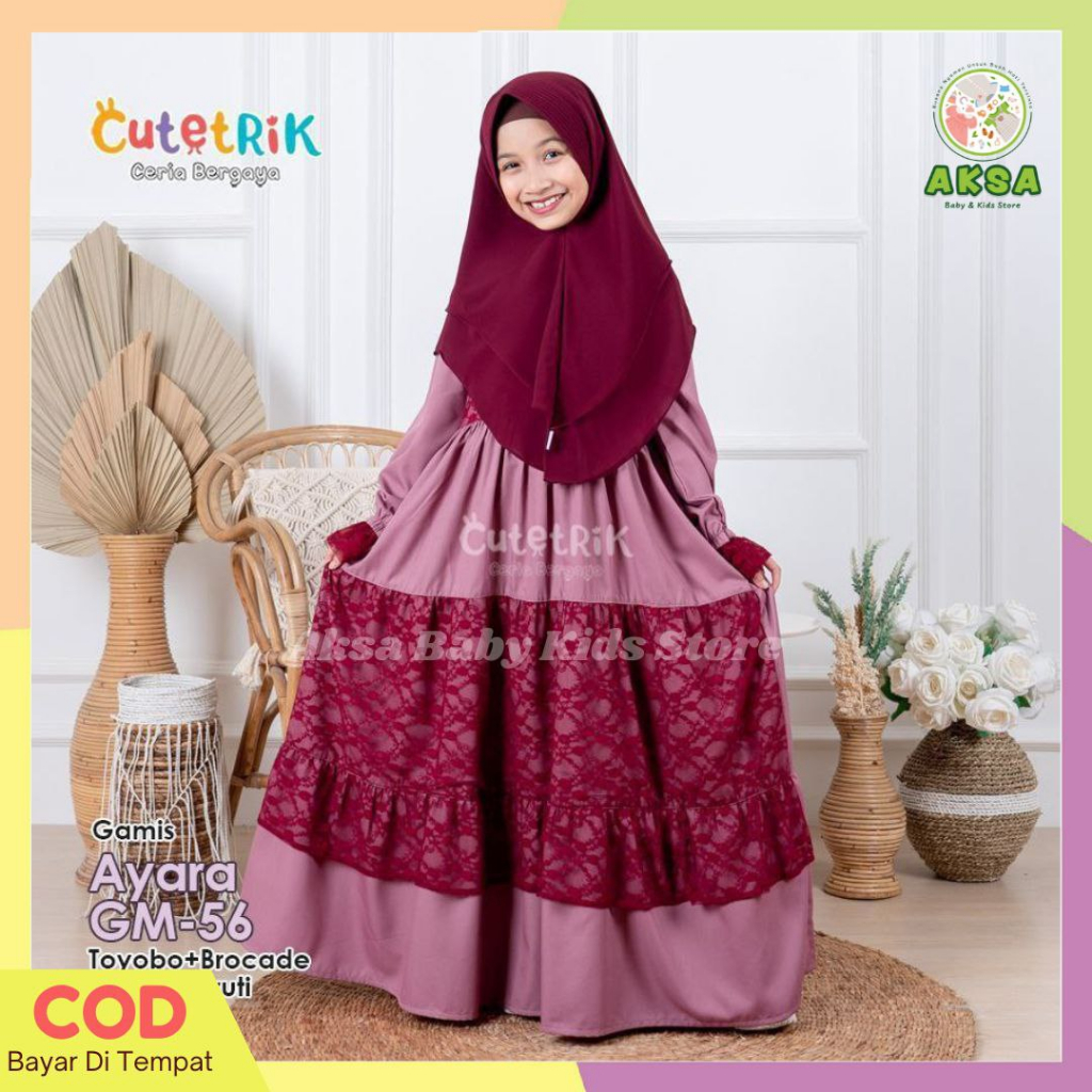 Baju Muslim Gamis Anak Pesta Cutetrik usia 4-9 tahun