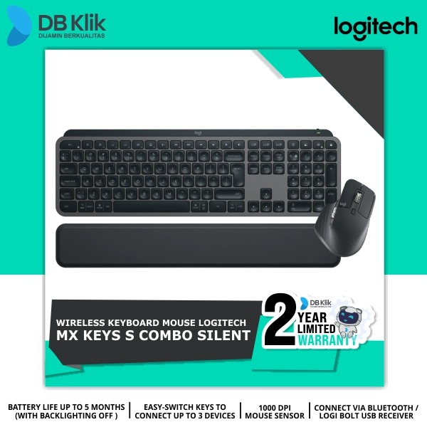 Keyboard Mouse Logitech MX Keys S Combo Silent Wireless Bluetooth