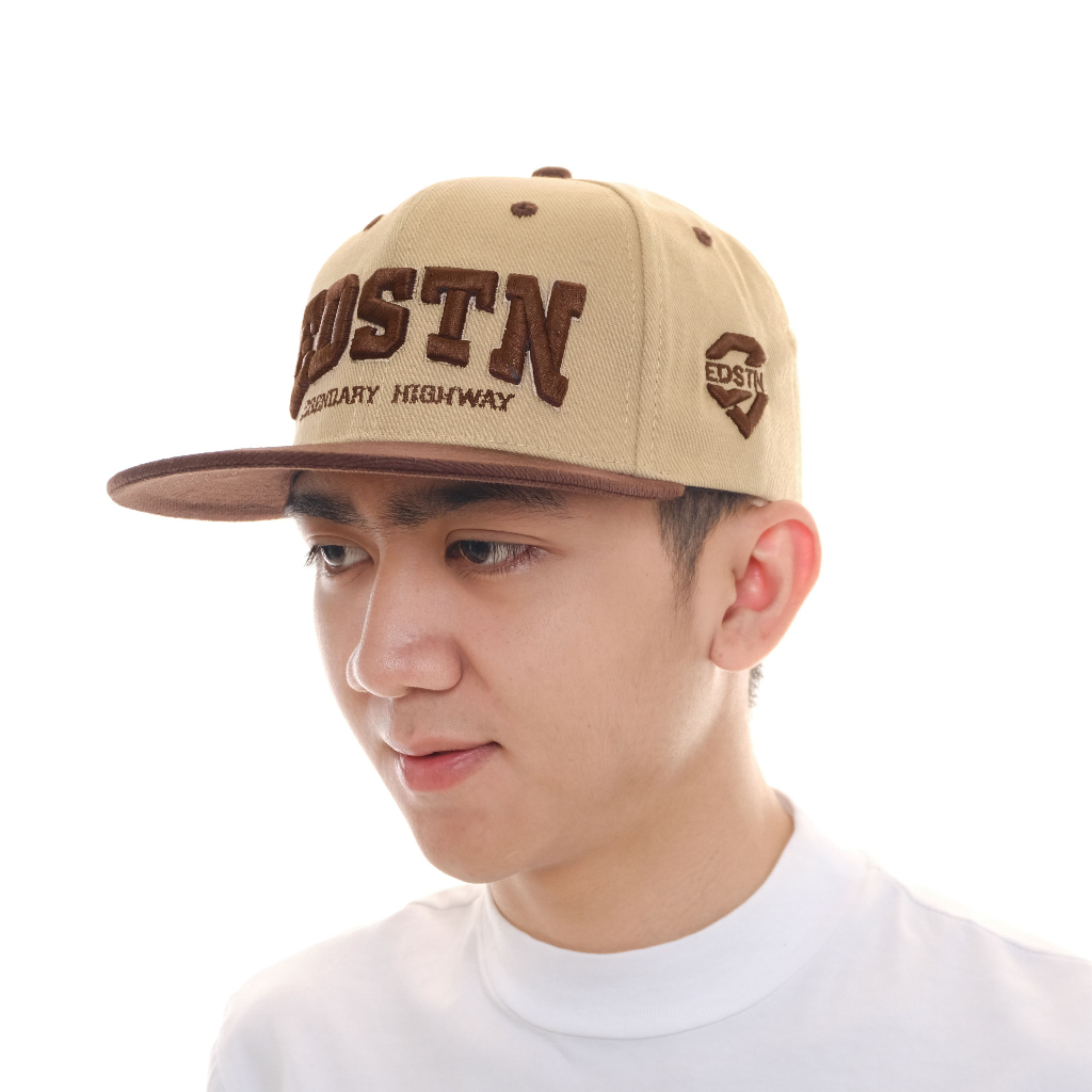 Eddostyn Topi Snapback Original Distro Krem Coklat