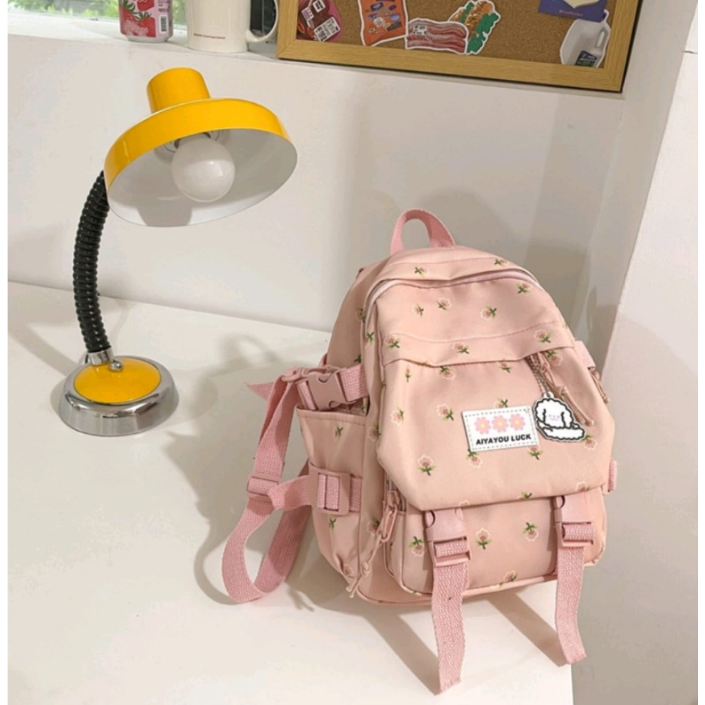 TAS RANSEL MIMI TAS RANSEL SEKOLAH EDISI TERBARU ALA KOREA TAS BUNGA TULIP UNTK ANAK FAUD TK DAN ABG BONUS BONEKA