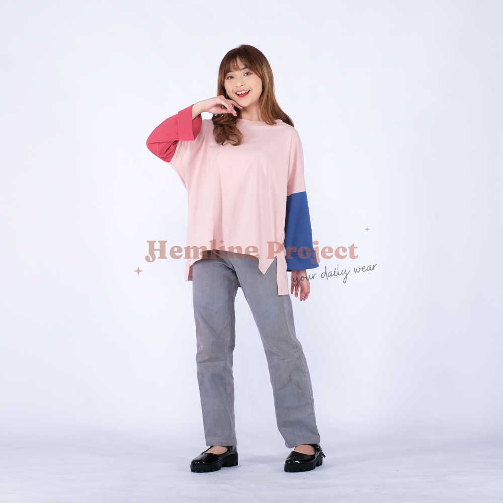 Hayla Oversized Plain - Blush Denim