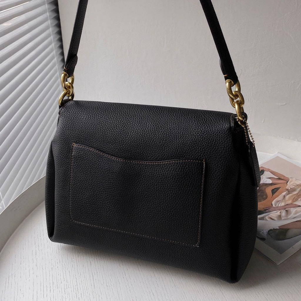 Original COACH C3954  May Shoulder Bag Saddle In Signature Canvas