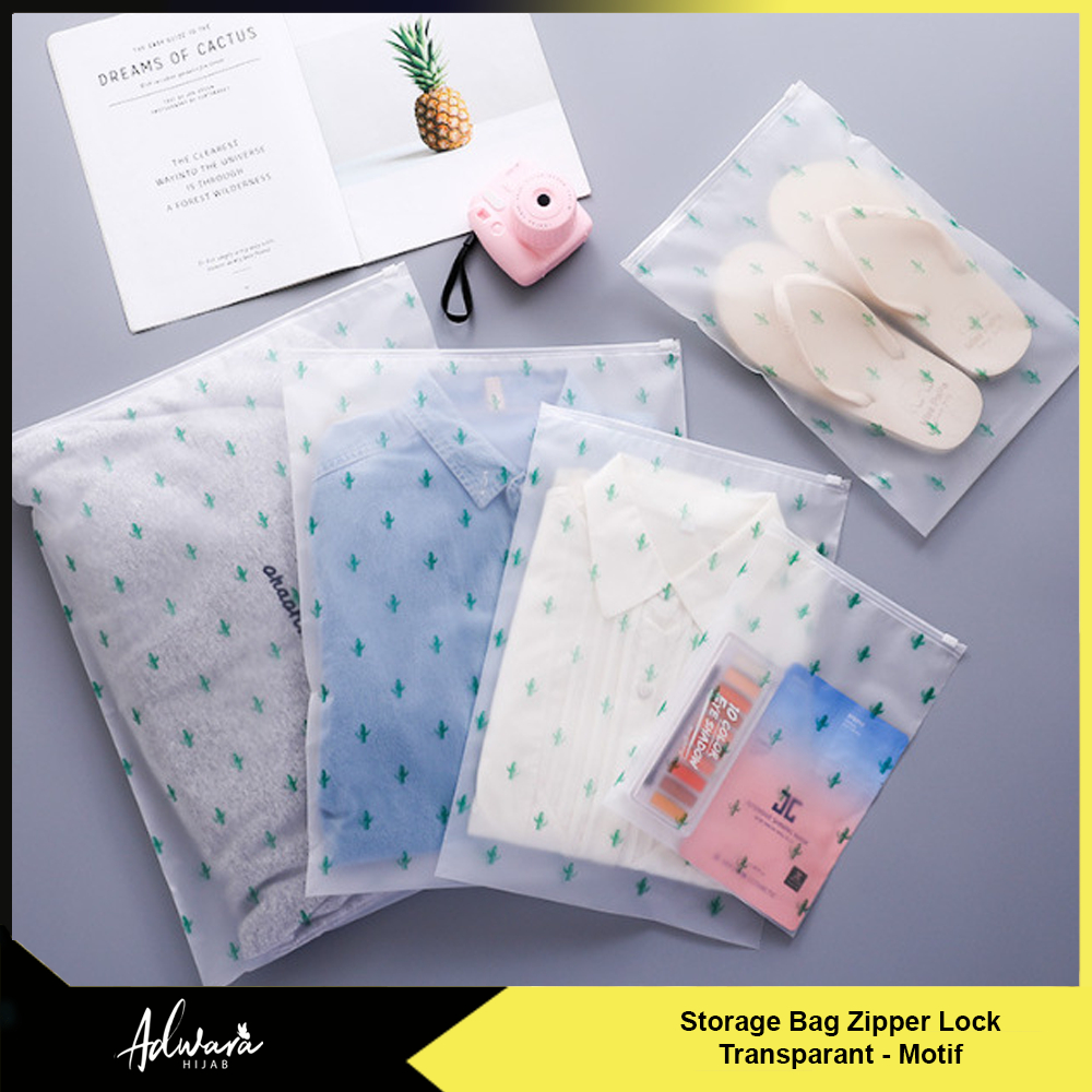 Zipper Lock Travel Storage Bag Motif / Tempat Penyimpanan Baju Serbaguna Berbagai Ukuran