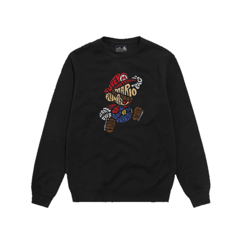 [DORAEMON] Sweater Crewneck Black Motif Simpel Pria dan Wanita Premium Quality