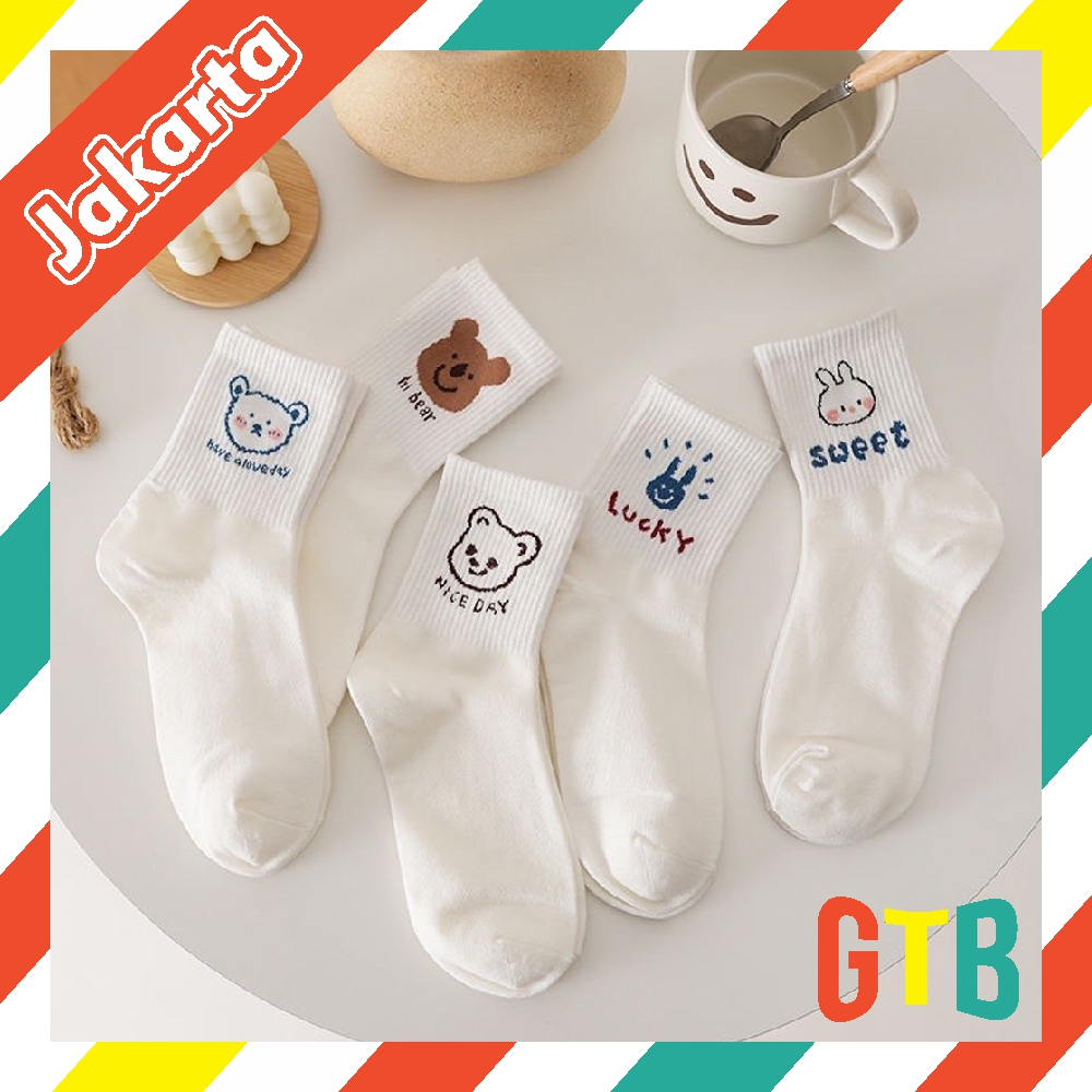 ❤️GTB❤️ Kaos Kaki Wanita Putih Motif Gambar Lucu Fashion Korea Women Sock Import Murah KK132