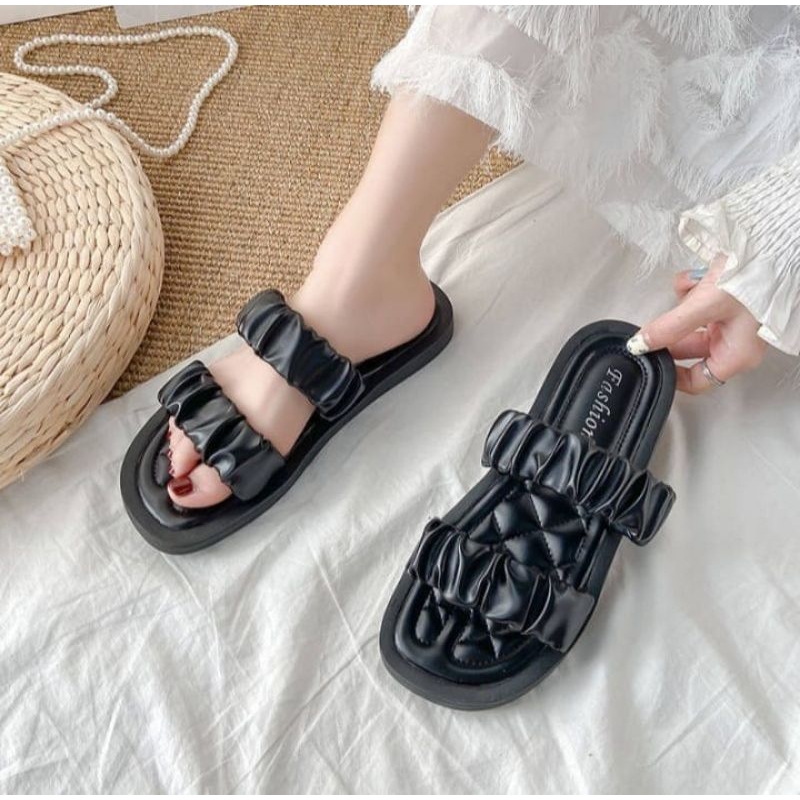 Sandal Wanita kekinian Flat New Kerut JR 01