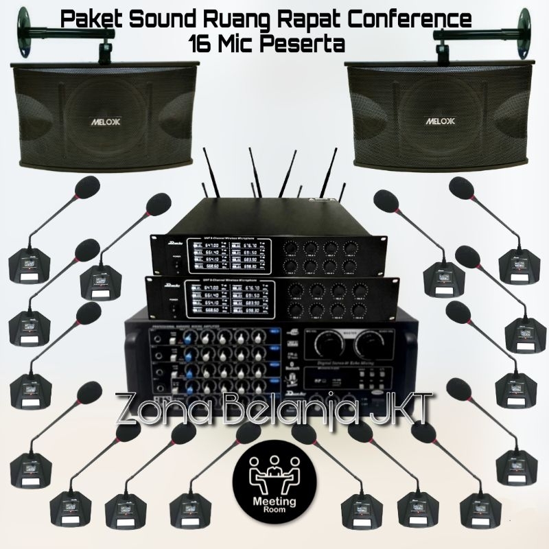 PAKET SOUND SYSTEM RUANG RAPAT MIC CONFERENCE WIRELESS 16 MIC PESERTA