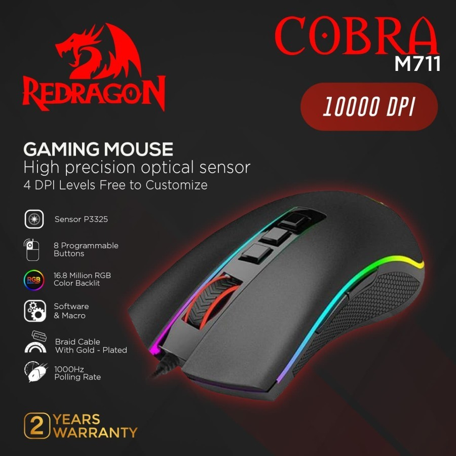 Redragon Cobra M711 RGB - Macro Gaming Mouse