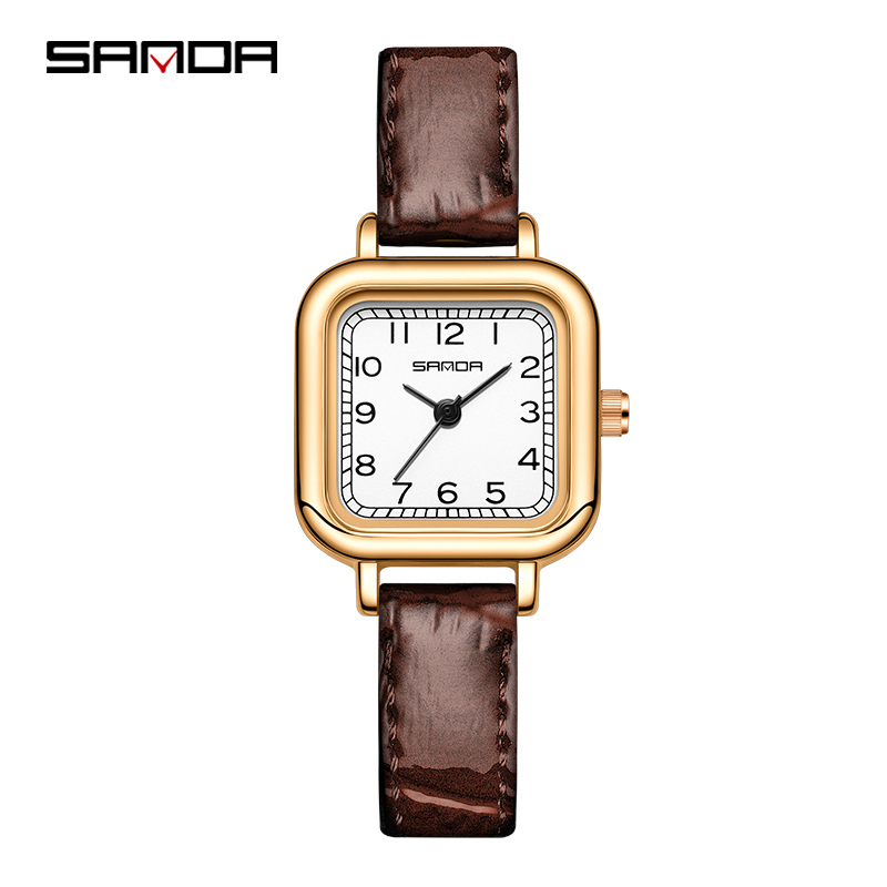 SANDA 1120 Jam Tangan Wanita Analog Retro Style Tali Kulit Quartz WATCHKITE WKOS