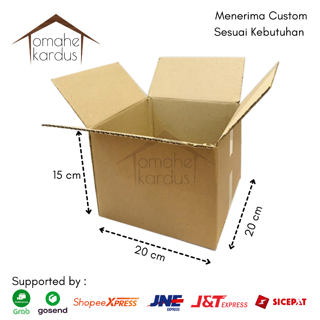 

Kardus box polos baru single wall uk 20x20x15 cm