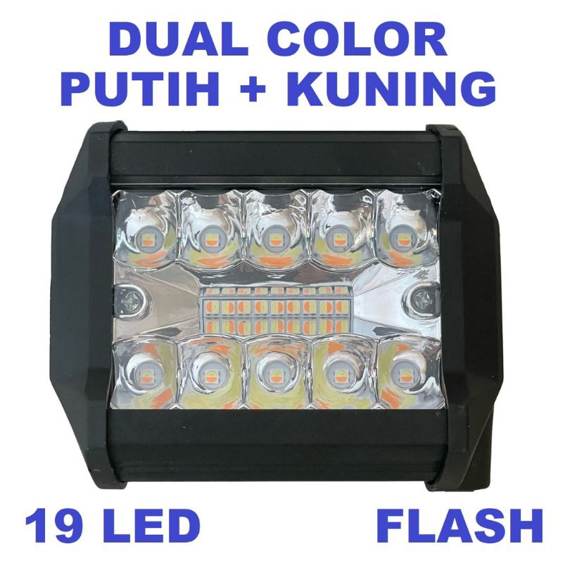 Lampu Tembak  Sorot 19 LED Dual Color SMD Mobil Motor // Laser Gun LED Bar Cree 19 Titik Mata Putih 
