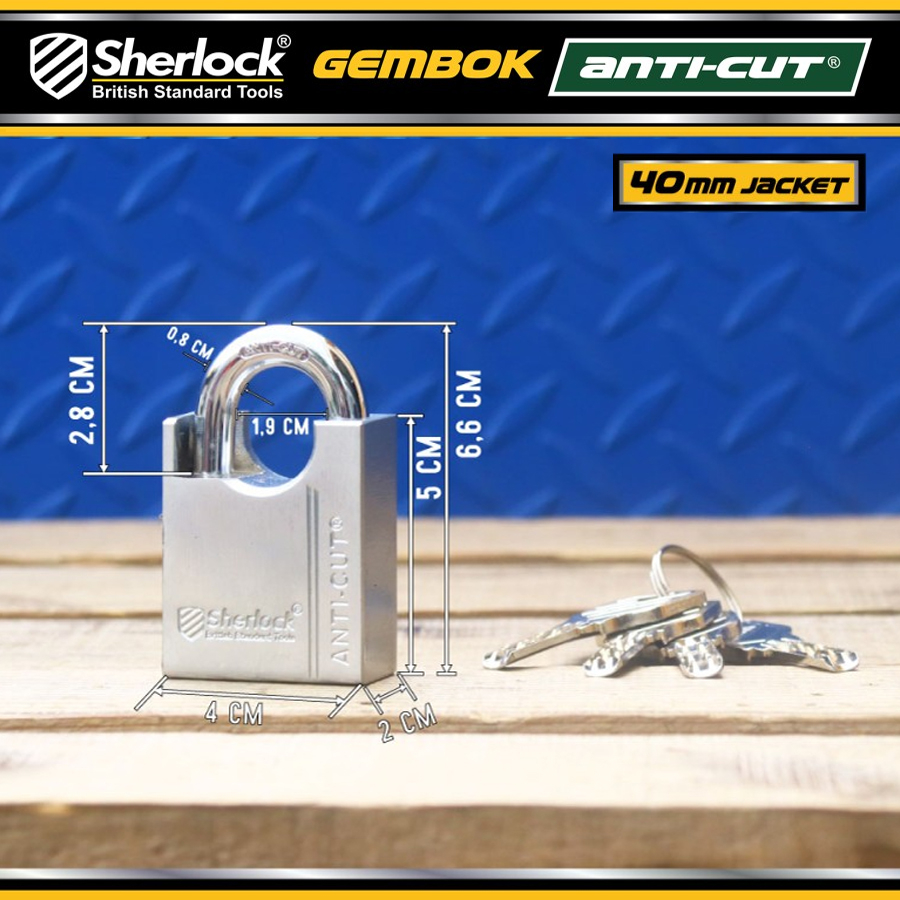 Gembok Original Sherlock Tools ANTI CUT 40 mm Jaket