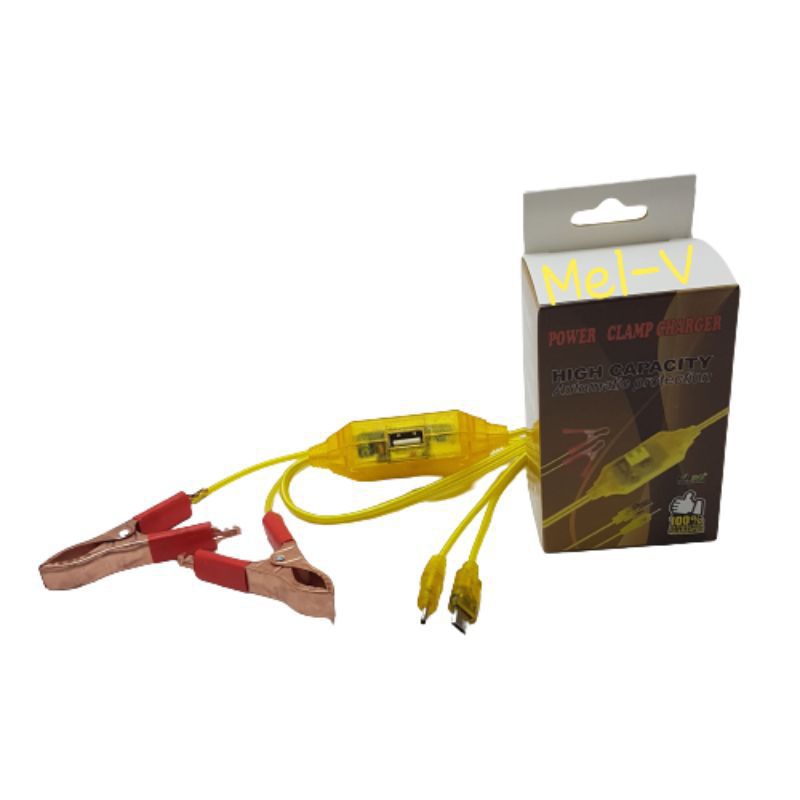 charger hp sepeda motor Aki DC 3in1 square micro USB kabel jepit aki