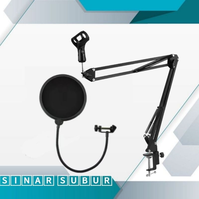 Paket Premium Mic BM8000 Soundcard F999 Stand Arm Pop Filter Live Streaming