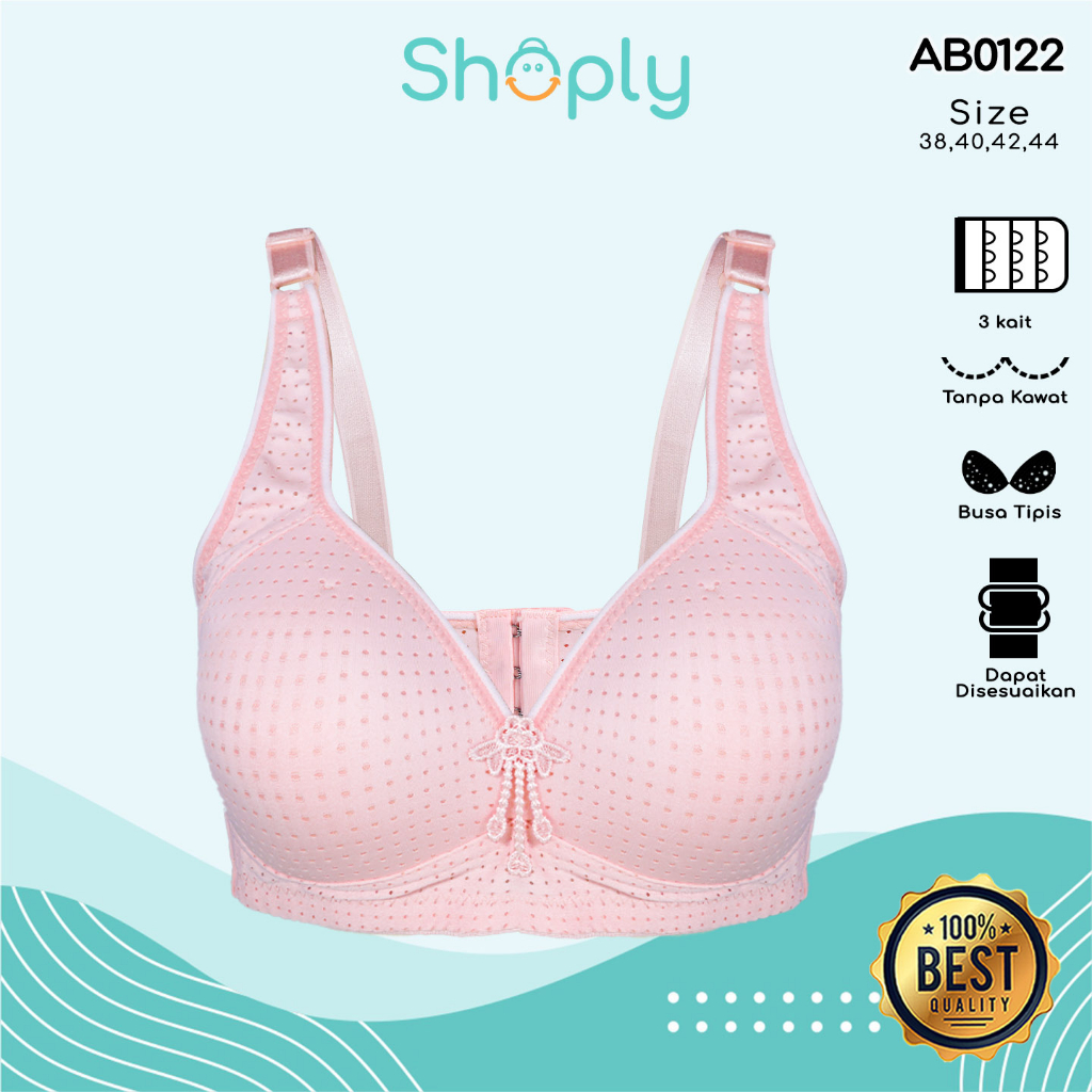 Bra Motif Tanpa Kawat BH Cup C 3 Kait