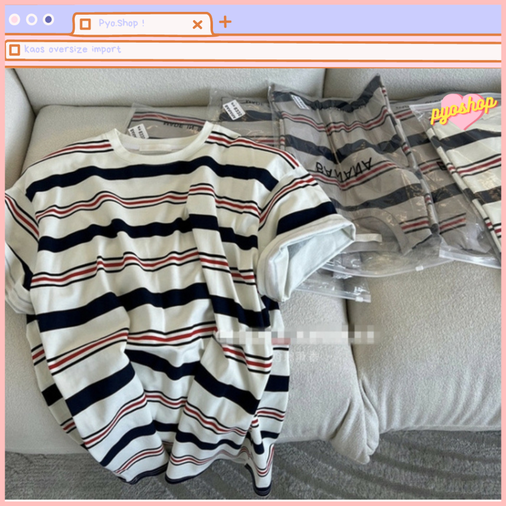 Oversize Kaos Import Lengan Pendek Motif SALUR Fullprint