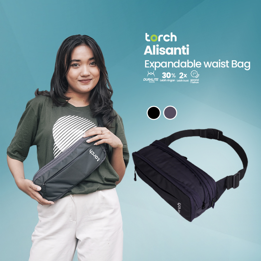 TORCH Alisanti Slim dan Expandable Waistbag to Sling Bag - Slingbag Waistbag Serba Guna Kapasitas Besar