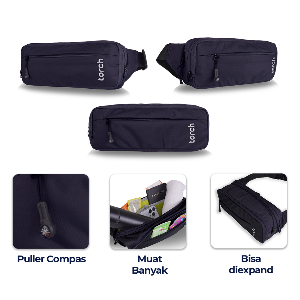 TORCH Alisanti Slim dan Expandable Waistbag to Sling Bag - Slingbag Waistbag Serba Guna Kapasitas Besar