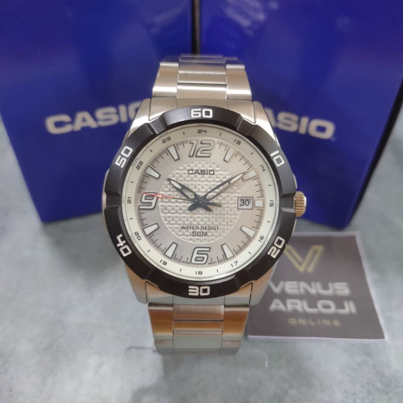 Jam Casio CS MTP 1292D 7AV MTP-1292D-7AV Pria Rantai Silver Bulat