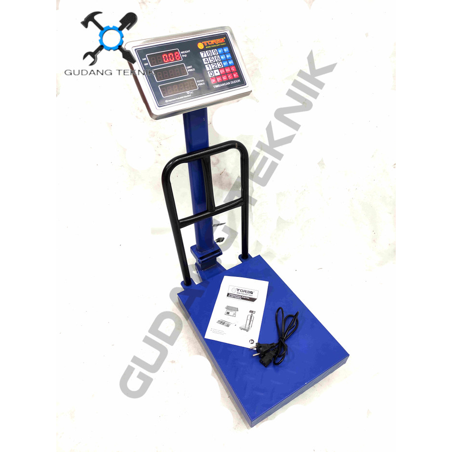 Timbangan Digital Duduk 100kg Rail TORA / Double Display Scale Digital Timbangan Duduk Tiang Buah Beras Barang 100 Kg TORA