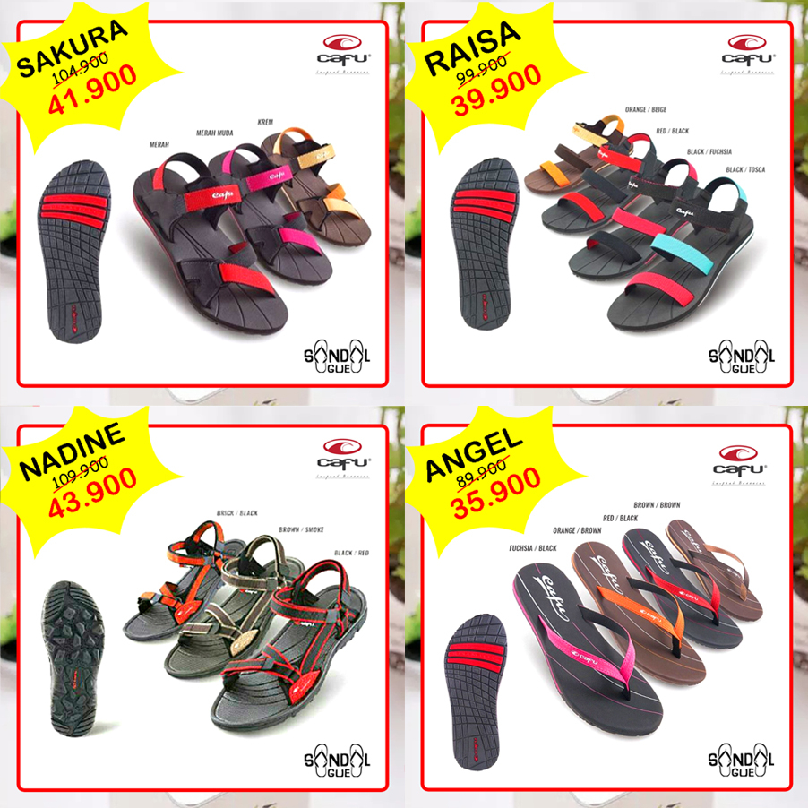 PROMO SANDAL WANITA KEKINIAN CAFU ANGEL NADINE SAKURA RAISA 100% BARU