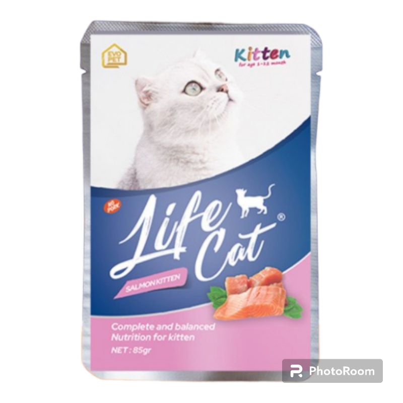 Life cat sachet 85gr kitten salmon / makanan kucing life cat kitten salmon