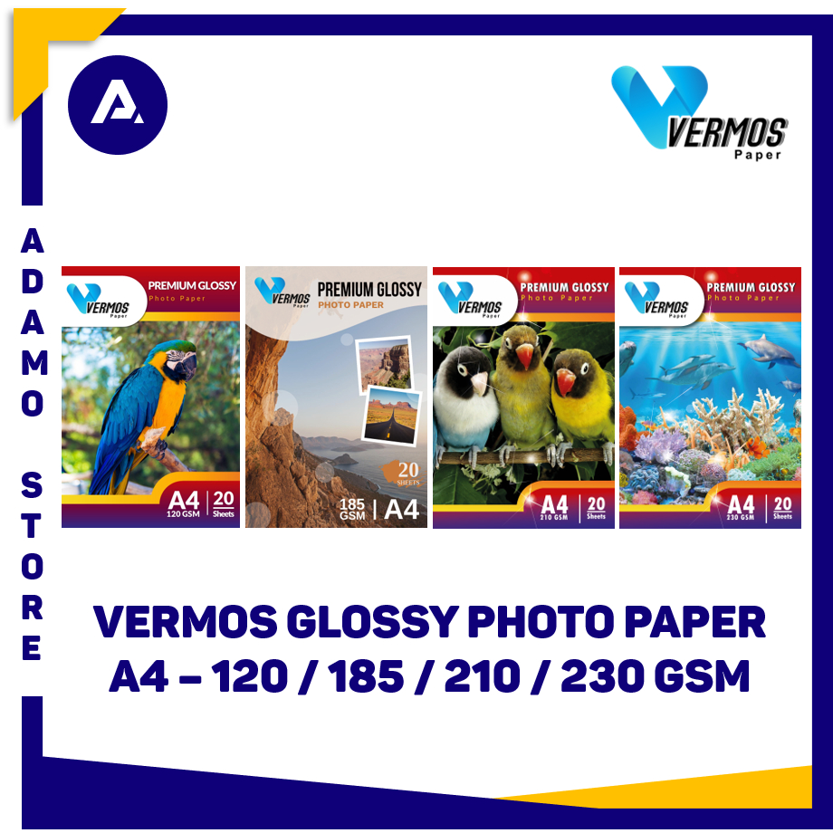 Kertas Foto Vermos Glossy Photo Paper A4 120 / 185 / 210 / 230 / 265 gsm