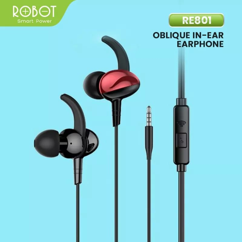 ROBOT Headset RE801 Wired Earphone Bass Android iPhone Original