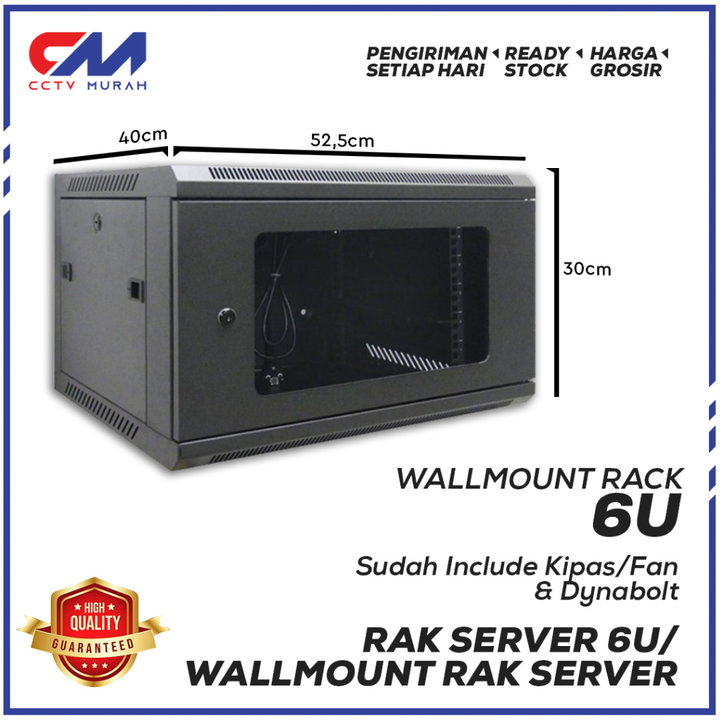 Wallmount Rack Server 6U/Rak Server Ukuran 6U Single Glass Door