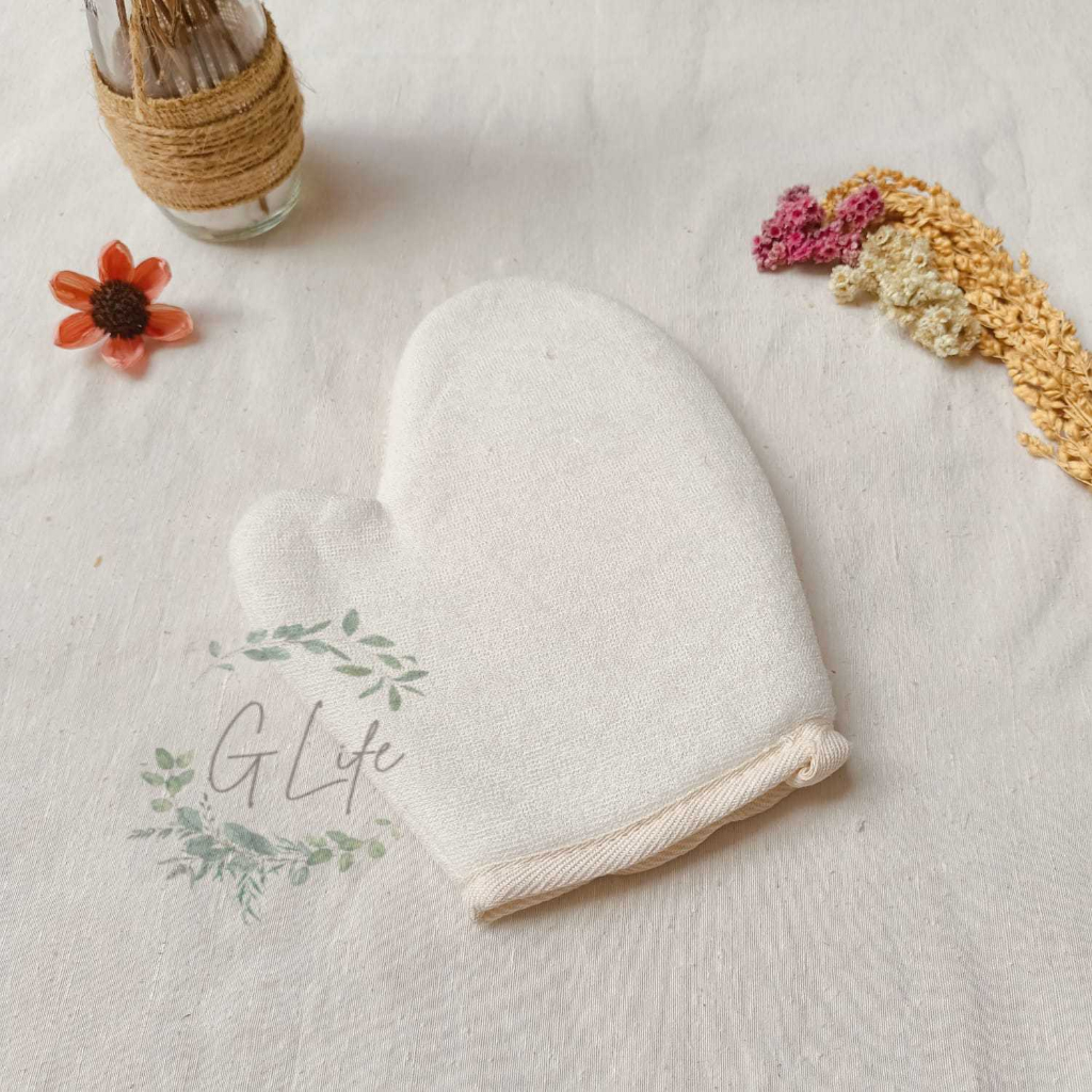 Rami Bath Gloves Body Scrub, Sarung Tangan Mandi, Sarung Tangan Rami Body Scrub Natural Exfoliating