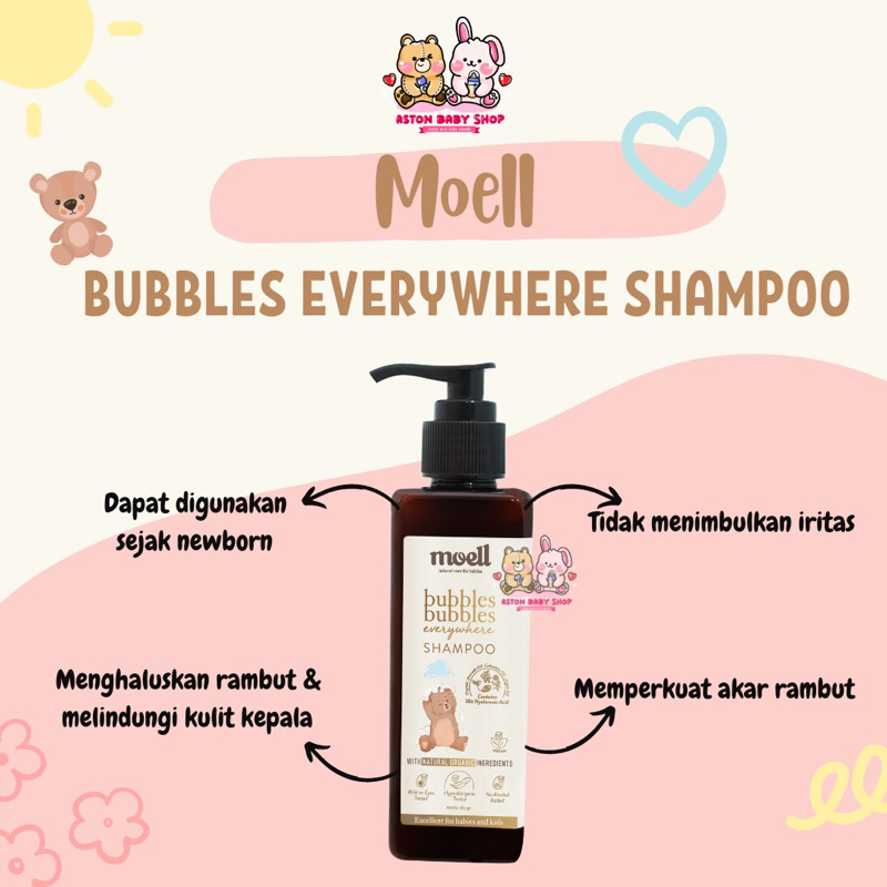 Moell Shampoo 185 gr / Moell Bubbles Bubbles Everywhere Shampoo / Shampo Bayi &amp; Anak