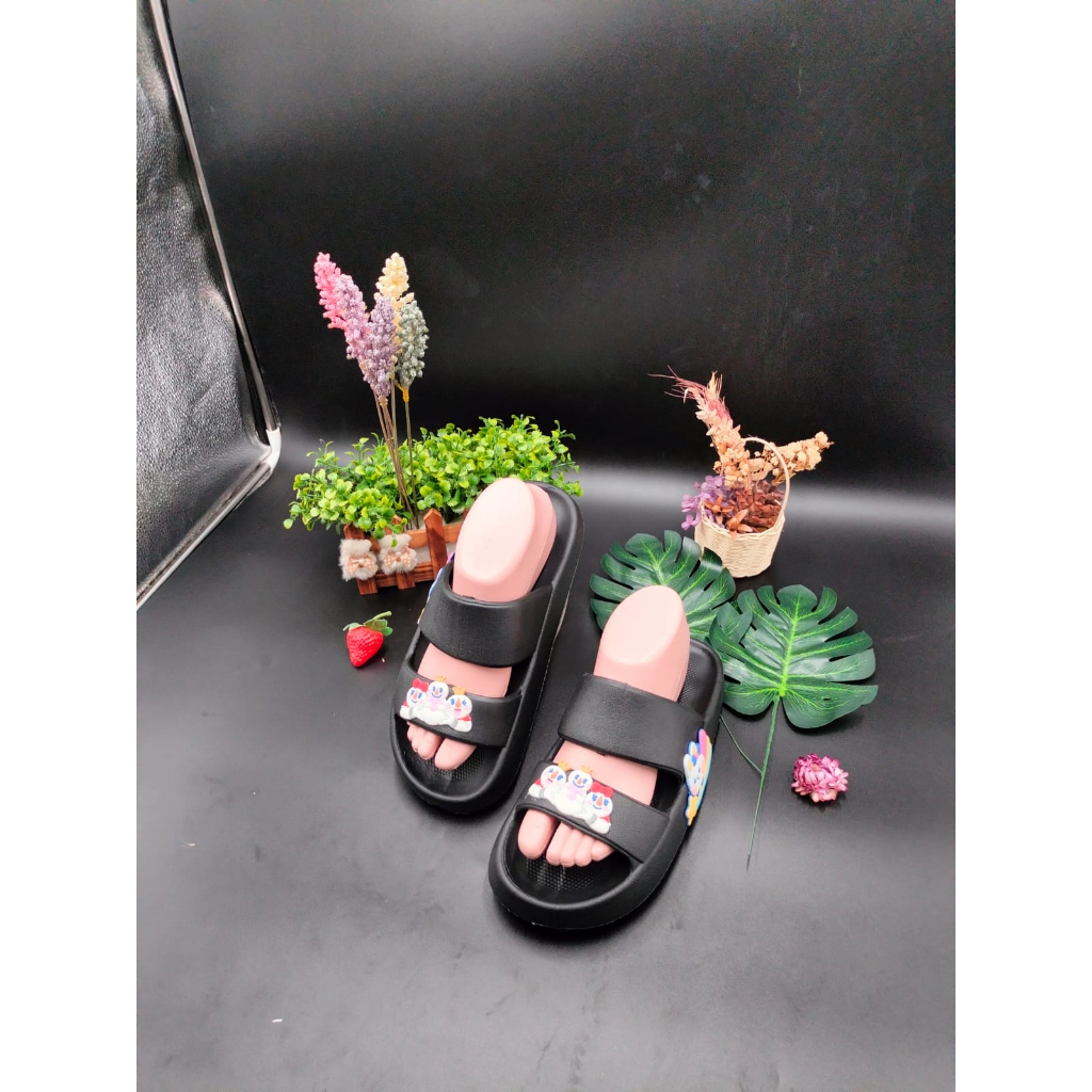 Sandal Slop Rumah Karet Motif Mixue Sandal Slip On Korean Style Sandal Santai Rumahan 9012-10