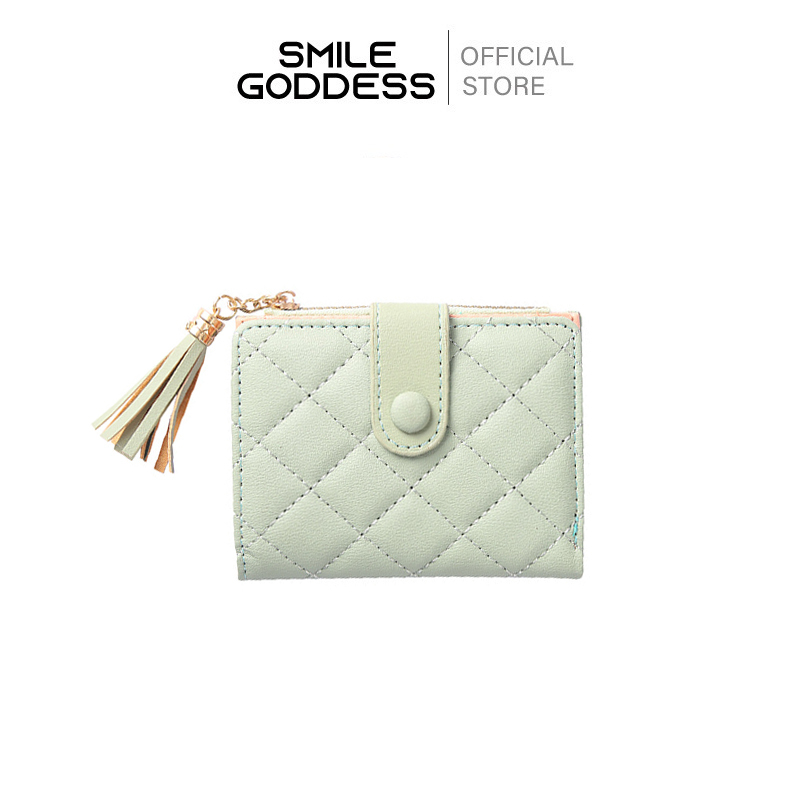 Smile Goddess Fashion Korea Dompet Wanita Kecil Dompet Kulit Lipat Dompet Wanita Mini Dompet Wanita 