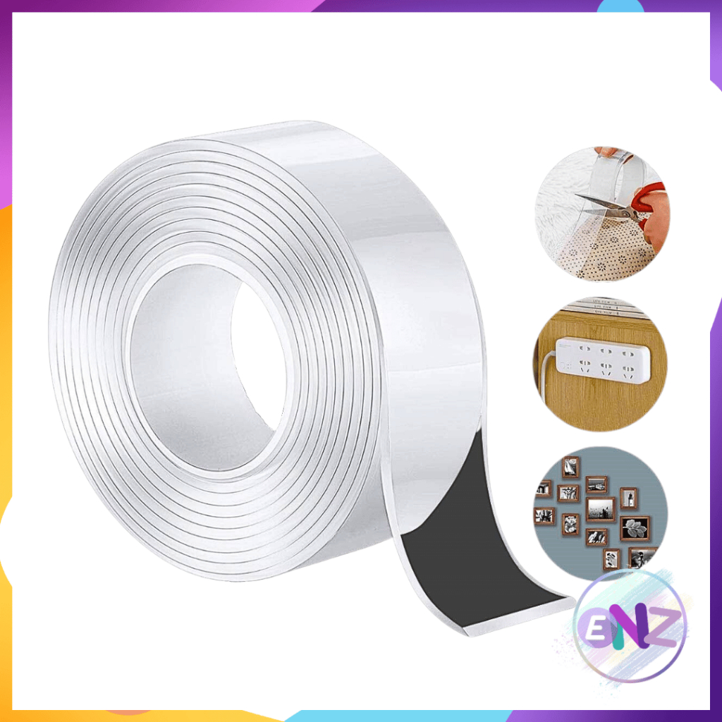 ENZ ® NANO TAPE Double Tape / TIP ISOLASI bening serbaguna super kuat / LAKBAN NANO AJAIB ISOLASI BENING / NANO DOUBLE TAPE ANTI AIR SUPER KUAT PEREKAT 1278