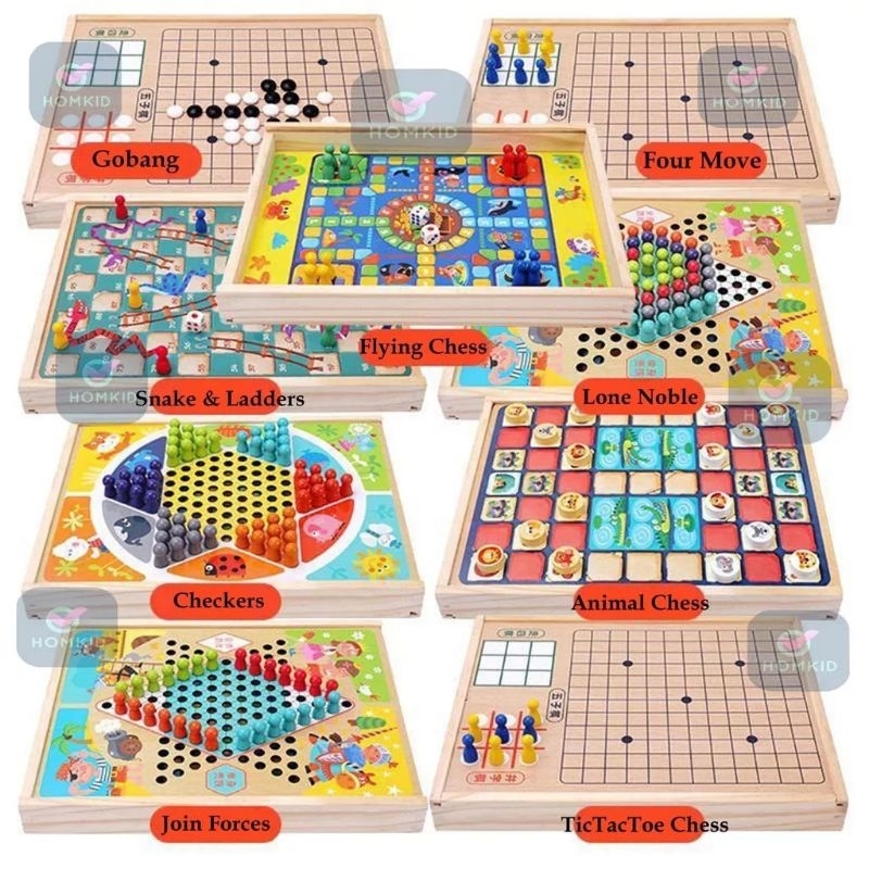 permainan Ludo, ular tangg, othello, halma 9 in 1