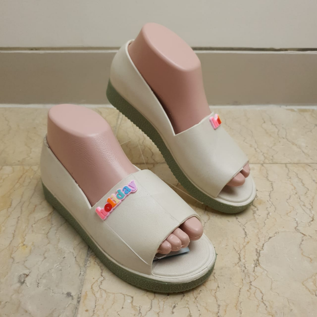 Sepatu Sandal Slop Jelly Wanita Motif Holiday simple Import dan Trendy MKY 1701-34 37-41