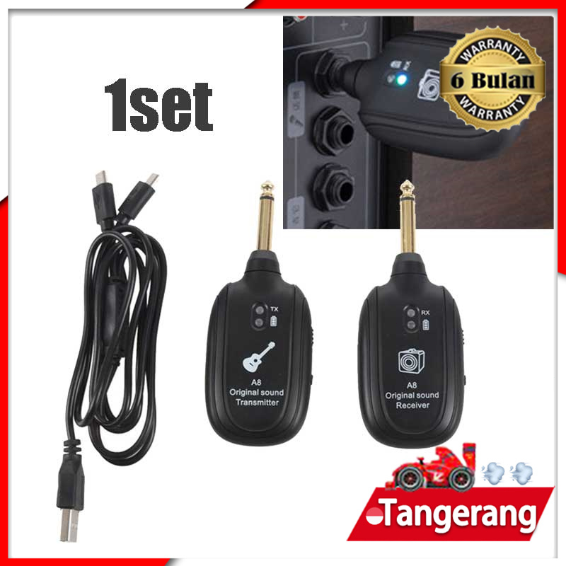 A8 Wireless System Gitar Transmitter Receiver Amplifier Gitar &amp; Bass Listrik Dengan Plug amplifire Headphone earphone