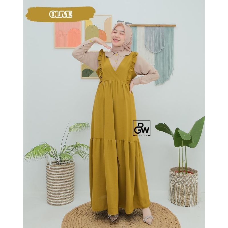 ARUMI RGW DRESS SUSUN REMPEL MODEL OVERALL VINTAGE LOOK GAMIS WANITA SYARI TERBARU OOTD FASHION