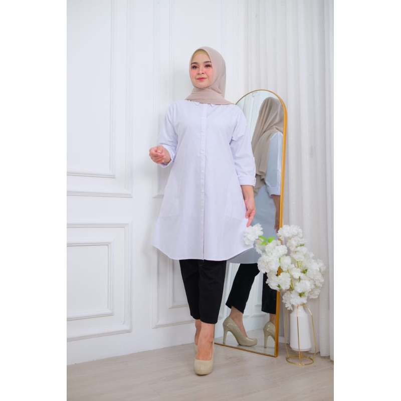 Tunik Katun Polos Putih/Kemeja Putih Polos