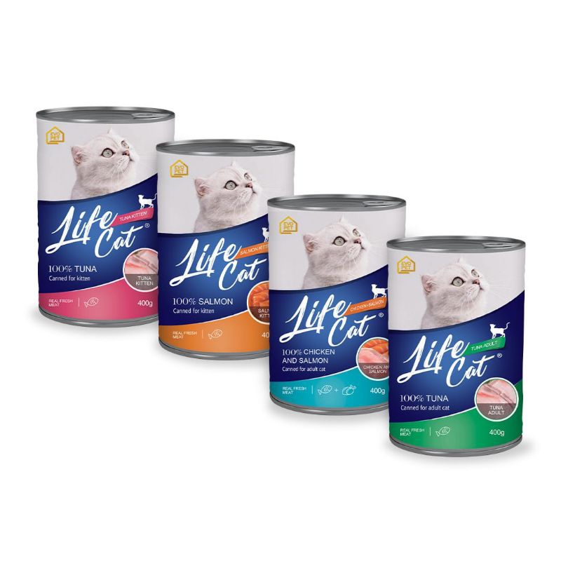 Life cat kaleng 400gr paket 12pcs(400gr×12) all varian | makanan basah kucing life cat wetfood