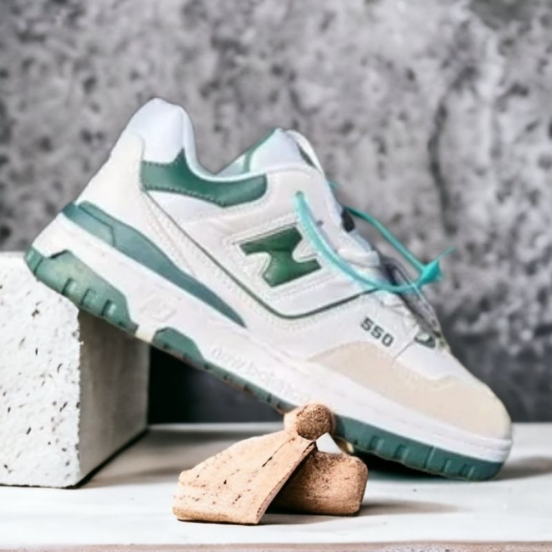 Sepatu Sneakers New Bal4nce 550 Pria Wanita White Green