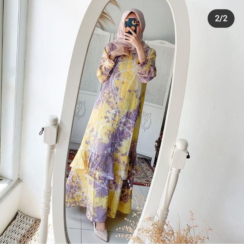 Gamis Celupan Tie Dye Khas Palembang / Gamis Jumputan / Gamis Palembang / Gamis Cotton Mikro / Gamis Busui / Gamis Amstrak / Gamis Muslimah / Dress Jumputan / Gamis / Gamis Aminah Pelangi Tie Dye