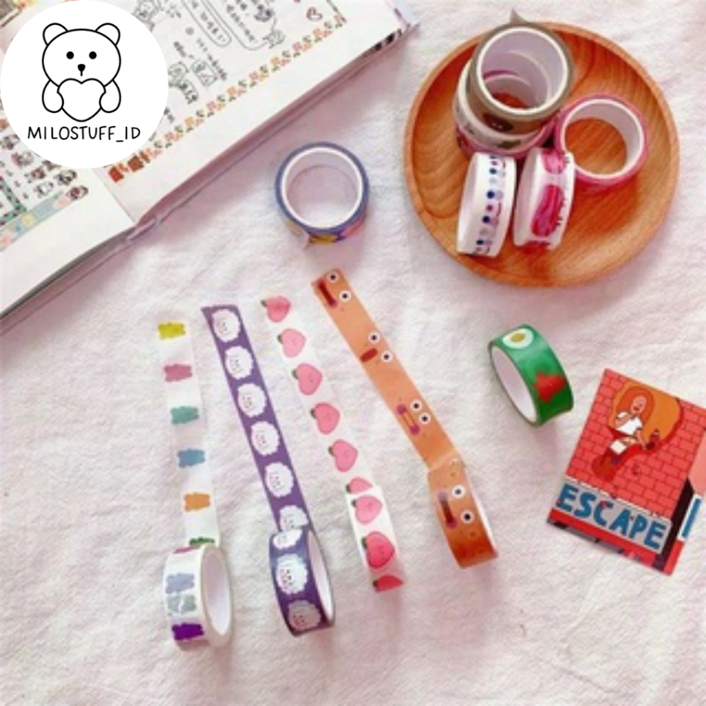 

[MILOSTUFF_ID] Washitape Motif Lucu Gaya Korea Masking Tape Untuk Journal DIY Planner--MS0307