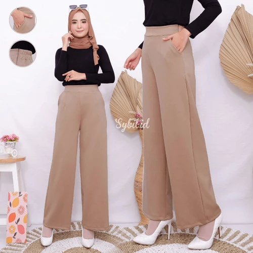 Celana Kulot Highwaist Wanita Kekinian Ala Korea Basic HW Pinggang Karet Clana Culotte Panjang Premium Long Cullote Scuba Premium