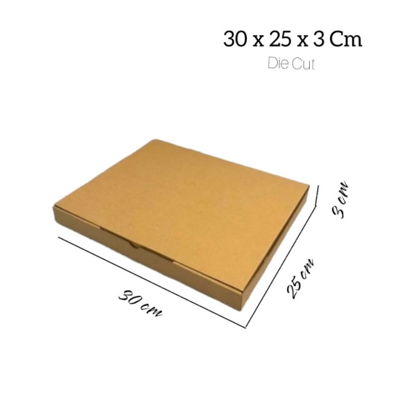 

kardus/karton uk 30x25x3 cm model die cut kotak/pizza dll