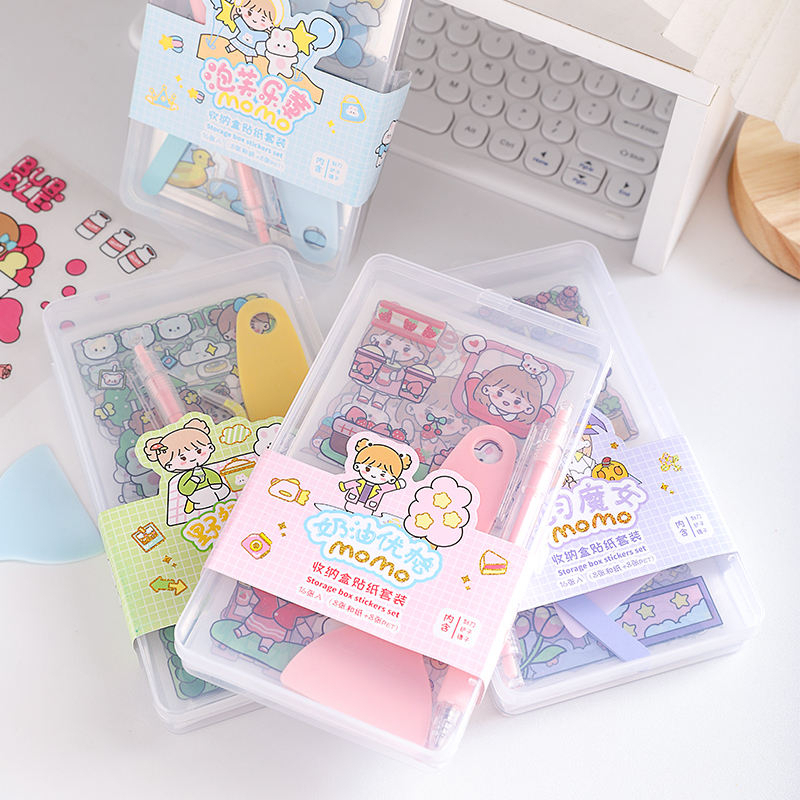 Stiker MOMO Kemasan Box / Stiker Momo Pinset Box Set Scrapbook Stiker Tool Set 19 pcs